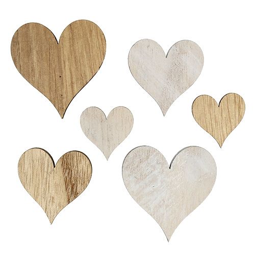 Floristik24 Hearts mix of wood gray, nature 2,5cm - 5cm 46pcs