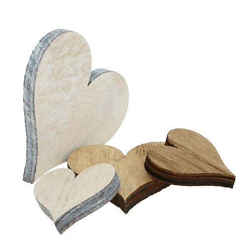 Floristik24 Hearts mix of wood gray, nature 2,5cm - 5cm 46pcs
