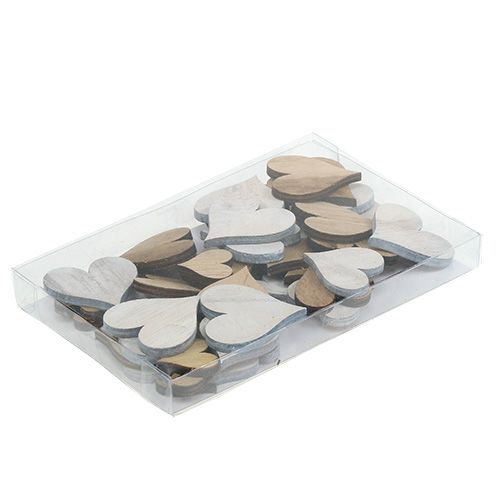 Floristik24 Hearts mix of wood gray, nature 2,5cm - 5cm 46pcs