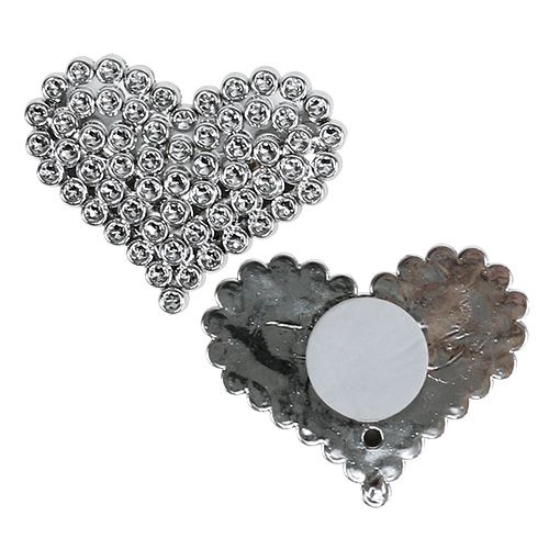 Floristik24 Heart silver with glue point 5,5cm 12pcs