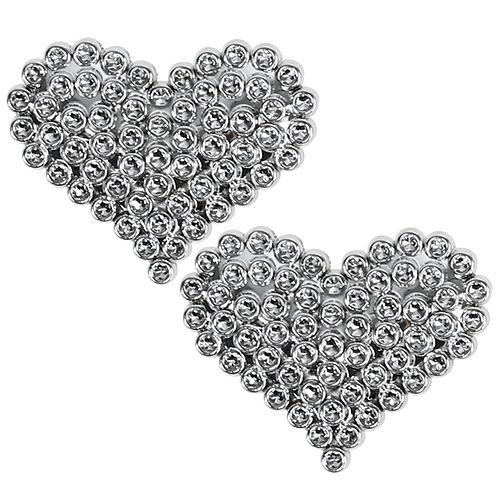 Floristik24 Heart 6,5cm silver with glue dot 12pcs