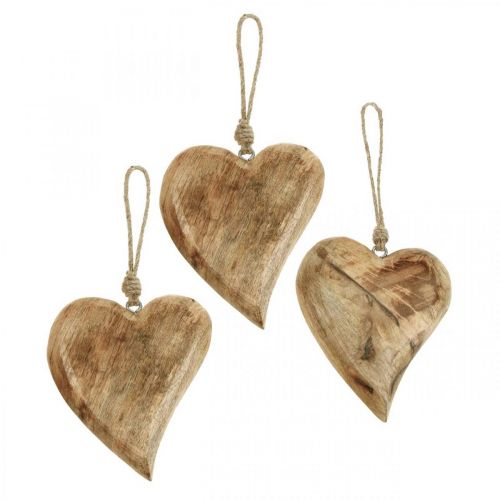 Floristik24 Wooden heart hearts made of wood deco pendant mango wood H14cm 3pcs