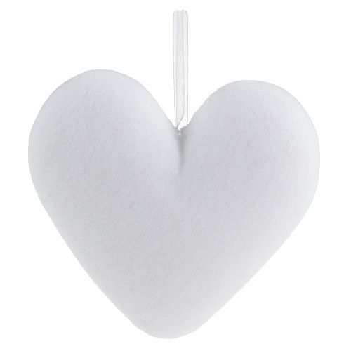 Heart flocks to hanging 15cm white 4pcs