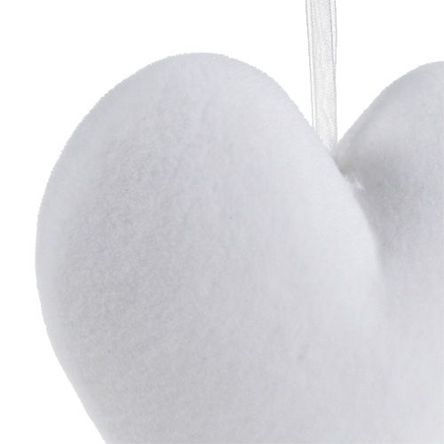 Product Heart flocks to hanging 15cm white 4pcs