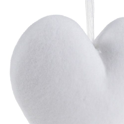 Floristik24 Heart flocks to hanging 15cm white 4pcs