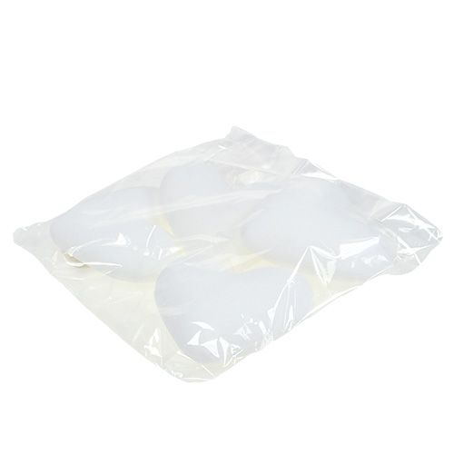 Floristik24 Heart flocks to hanging 15cm white 4pcs