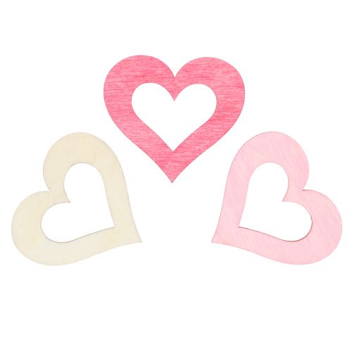 Floristik24 Hearts for scattering pink, natural 4cm 72 pcs