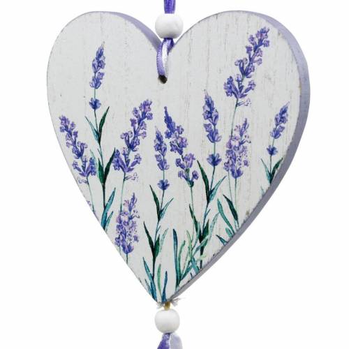 Floristik24 Heart with lavender motif to hang, wedding, Mediterranean summer decoration, Valentine&#39;s Day, lavender heart 4pcs