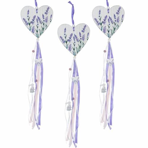 Heart with lavender motif to hang, wedding, Mediterranean summer decoration, Valentine&#39;s Day, lavender heart 4pcs