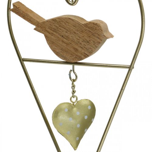 Product Decorative hearts for hanging metal with bird wood 12×18cm 2pcs