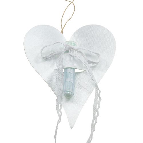 Heart Hanger with Orchid Tube White 16cm 6pcs