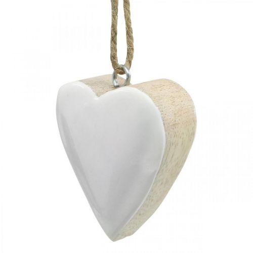 Floristik24 Wooden hearts, decoration for hanging, Valentine's Day natural, white H5.5cm 18 pcs