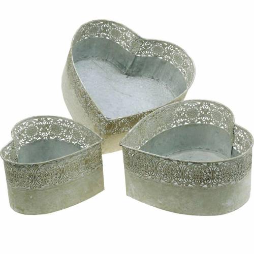 Floristik24 Heart planter metal planter Vintage set of 3