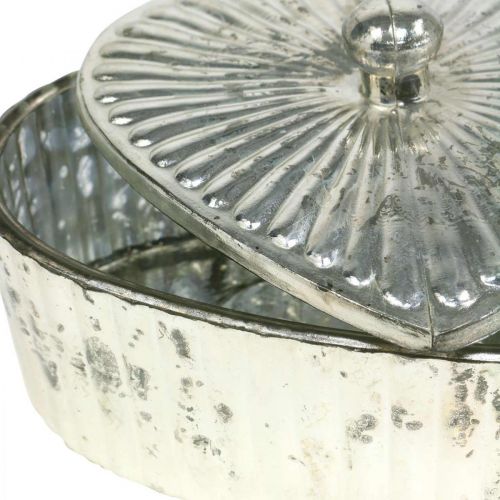 Product Heart jar with lid glass jar heart champagne 15.5×15×10cm