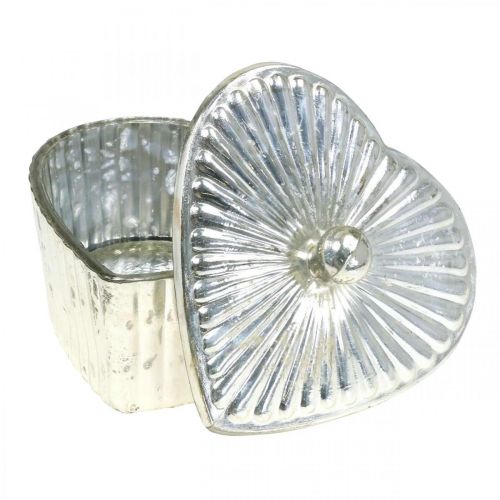 Product Heart jar with lid glass jar heart champagne 15.5×15×10cm