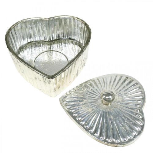 Product Heart jar with lid glass jar heart champagne 15.5×15×10cm
