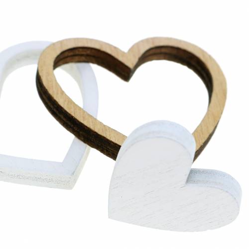 Floristik24 Scatter decoration heart natural/white 24 pcs