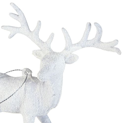 Product Deer decoration in white Christmas pendant H13.5cm 3pcs