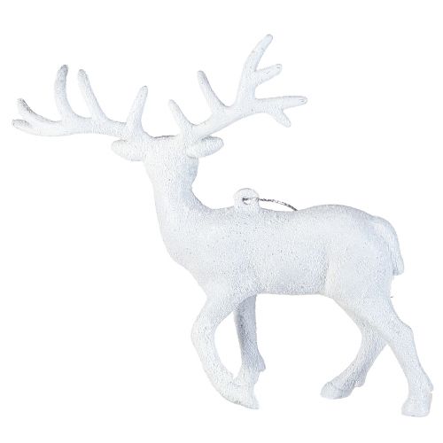 Product Deer decoration in white Christmas pendant H13.5cm 3pcs