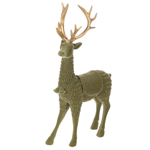Standing Decorative Flocked Reindeer with Golden Antlers 31cm buy online | Floristik24.co.uk