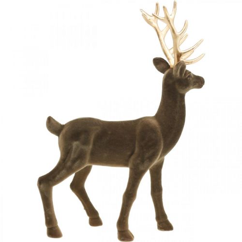 Product Decorative deer decorative figure decorative reindeer flocked brown H46cm