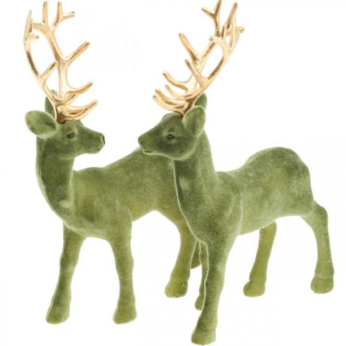 Floristik24 Decorative Deer Decorative Figure Decorative Reindeer Green H20cm 2 Pcs