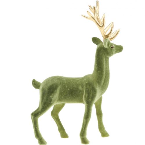 Product Decorative deer decorative figure decorative reindeer flocked green H37cm