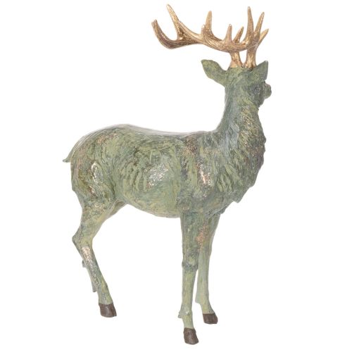 Green Polyresin Deer Figurine