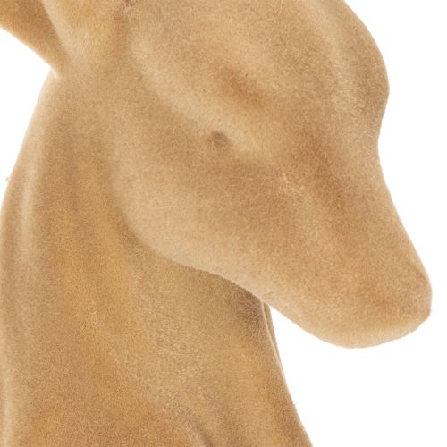 Flocked Lying Stag Decoration with Gold Antlers, 58cm, Light Brown | Floristik24.co.uk
