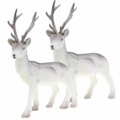 Floristik24 Deco deer flocked/snowed 27.5cm 2pcs