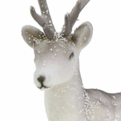 Product Decoration deer flocked/snowed 27,5cm 2 pcs
