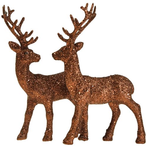 Product Deer deco reindeer copper glitter calf deco figure H20.5cm set of 2