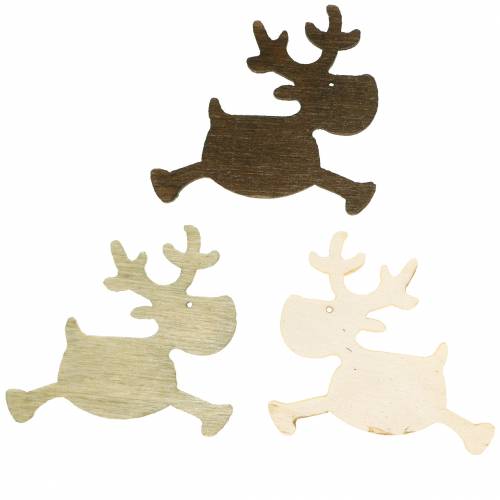 Floristik24 Scatter decoration deer made of wood white, brown, natural 4 cm 72 pcs