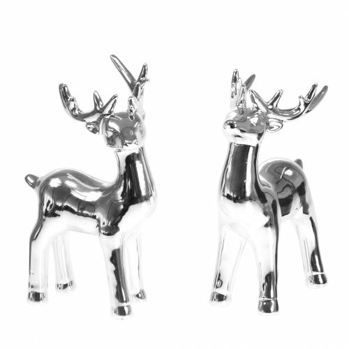 Floristik24 Deco figure deer silver H17cm 2pcs
