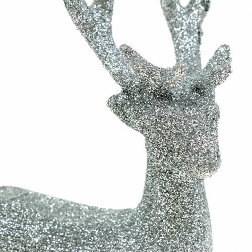 Floristik24 Deco figurine deer silver glitter 9cm x 16cm
