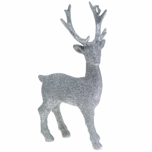 Product Deco figure deer silver glitter 25cm x 12cm