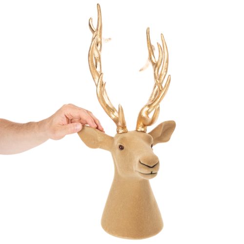 Deko Deer Head Sculpture with Large Gold Antlers 52cm | Floristik24.co.uk