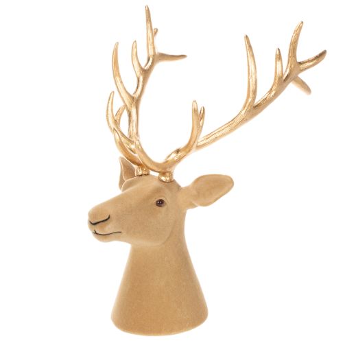 Deko Deer Head Sculpture with Large Gold Antlers 52cm | Floristik24.co.uk
