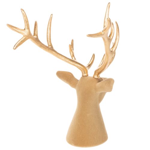 Deko Deer Head Sculpture with Large Gold Antlers 52cm | Floristik24.co.uk