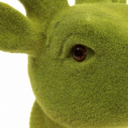 Floristik24 Decorative deer head flocked moss green 30cm x 23cm