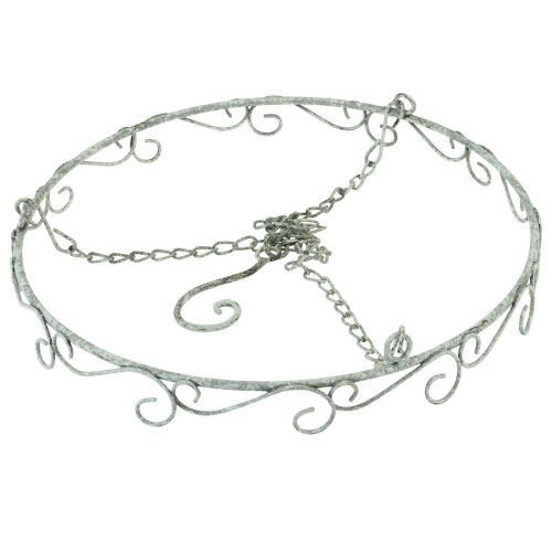 Product Hanging decoration metal decorative ring white shabby chic Ø30cm H30cm