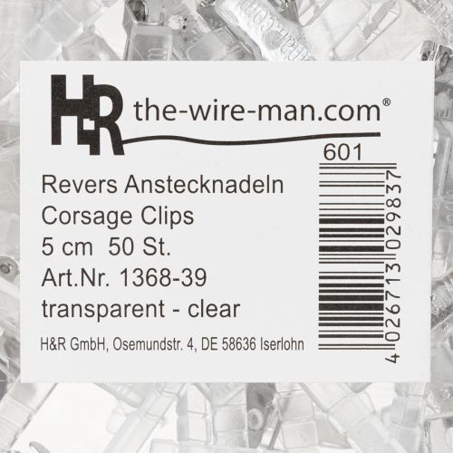 Product Wedding lapel pins transparent/silver 5 cm 50 pieces