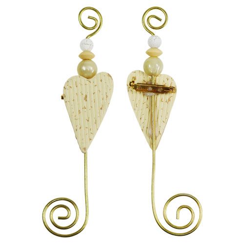 Floristik24 Wedding pin with heart cream 12cm 16 pcs