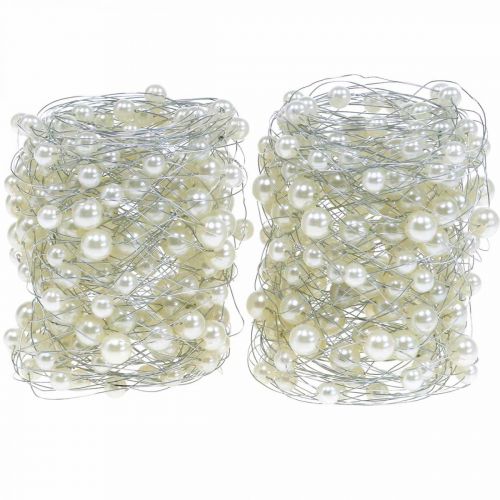 Floristik24 Wedding decoration, decorative string of pearls, garland with pearls, decorative wire 2.5m 2pcs