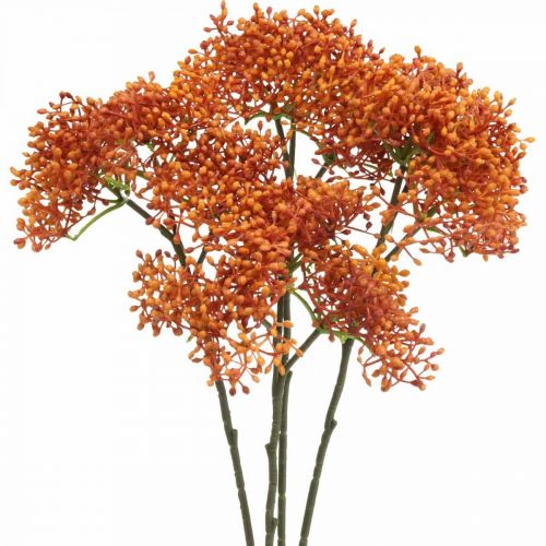 Elderberry Orange Artificial Blossom Branch 52cm 4pcs