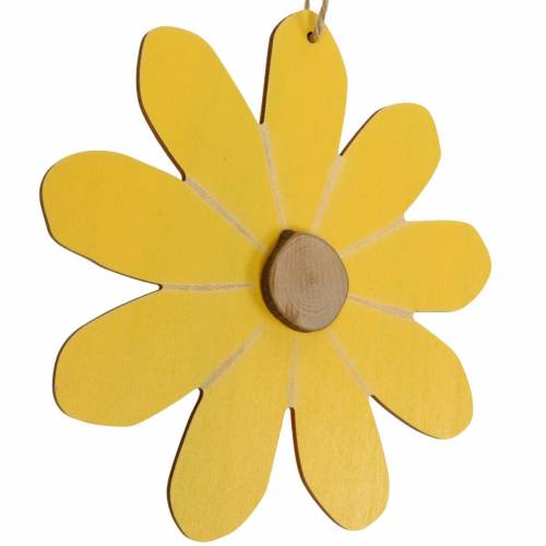 Wooden flowers to hang, spring decoration, flowers made of wood yellow and white, summer flowers 8pcs