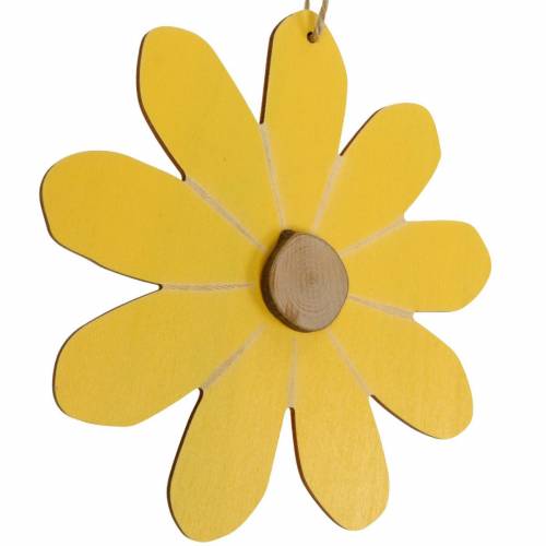Floristik24 Wooden flowers for hanging, spring decoration, wooden flowers yellow and white, summer flowers 8 pieces