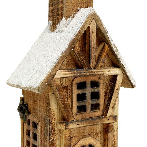 Floristik24 Wooden church with LED lighting nature, white 42cm