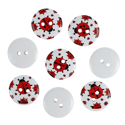 Wooden buttons with ladybug motive Ø1,8cm 270pcs