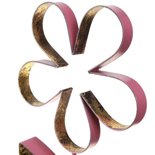 Product Wood Metal Decoration Flower on Base Old Pink Gold H35cm